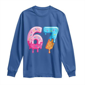 67 Ice Cream Drip Meme Long Sleeve Shirt Funny Six Seven Gen Alpha Slang TS10 Royal Blue Print Your Wear