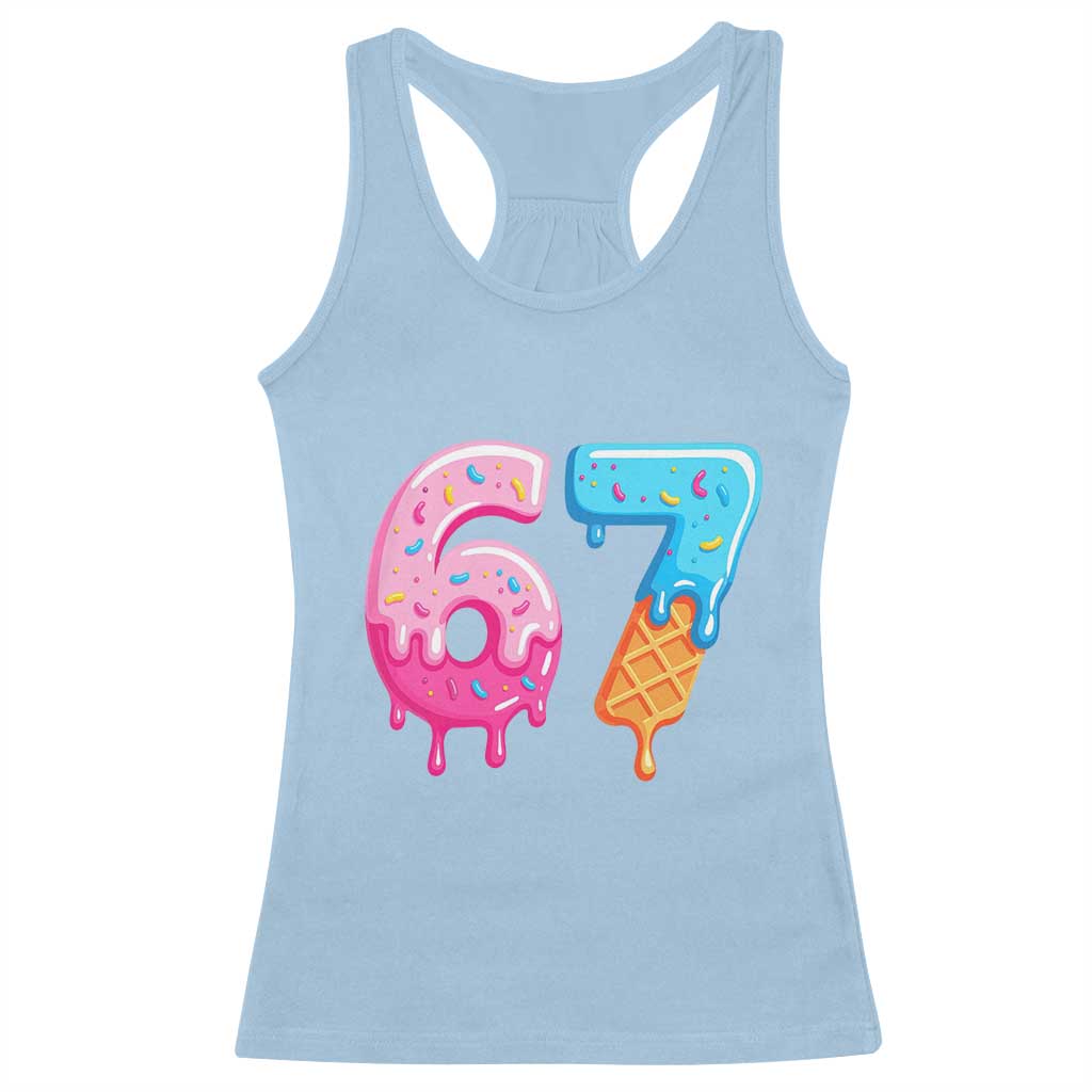 67 Ice Cream Drip Meme Racerback Tank Top Funny Six Seven Gen Alpha Slang TS10 Light Blue Print Your Wear