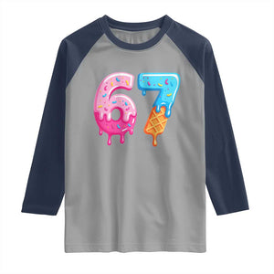 67 Ice Cream Drip Meme Raglan Shirt Funny Six Seven Gen Alpha Slang TS10 Sport Gray Navy Print Your Wear