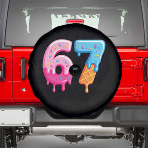67 Ice Cream Drip Meme Spare Tire Cover Funny Six Seven Gen Alpha Slang TS10 Black Print Your Wear