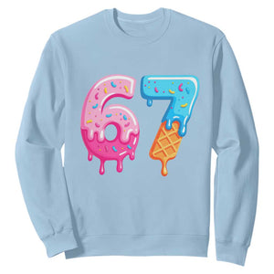 67 Ice Cream Drip Meme Sweatshirt Funny Six Seven Gen Alpha Slang TS10 Light Blue Print Your Wear