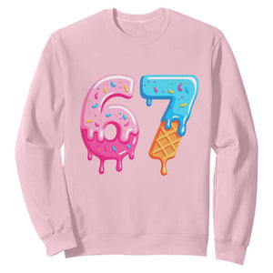 67 Ice Cream Drip Meme Sweatshirt Funny Six Seven Gen Alpha Slang TS10 Light Pink Print Your Wear