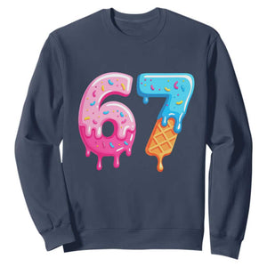 67 Ice Cream Drip Meme Sweatshirt Funny Six Seven Gen Alpha Slang TS10 Navy Print Your Wear