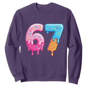 67 Ice Cream Drip Meme Sweatshirt Funny Six Seven Gen Alpha Slang TS10 Purple Print Your Wear