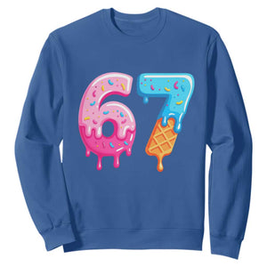 67 Ice Cream Drip Meme Sweatshirt Funny Six Seven Gen Alpha Slang TS10 Royal Blue Print Your Wear