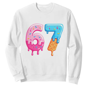 67 Ice Cream Drip Meme Sweatshirt Funny Six Seven Gen Alpha Slang TS10 White Print Your Wear