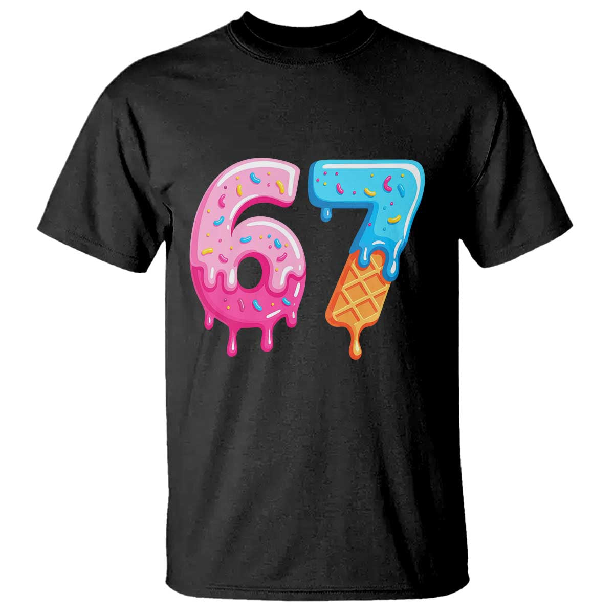 67 Ice Cream Drip Meme T Shirt Funny Six Seven Gen Alpha Slang TS10 Black Print Your Wear