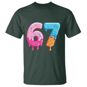 67 Ice Cream Drip Meme T Shirt Funny Six Seven Gen Alpha Slang TS10 Dark Forest Green Print Your Wear