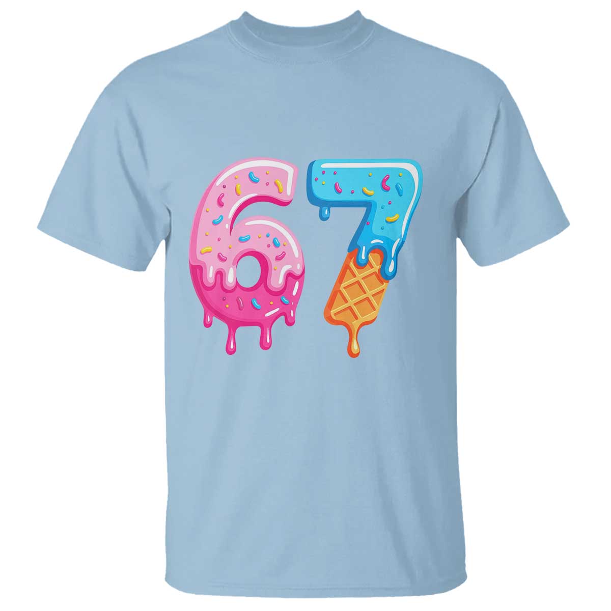 67 Ice Cream Drip Meme T Shirt Funny Six Seven Gen Alpha Slang TS10 Light Blue Print Your Wear