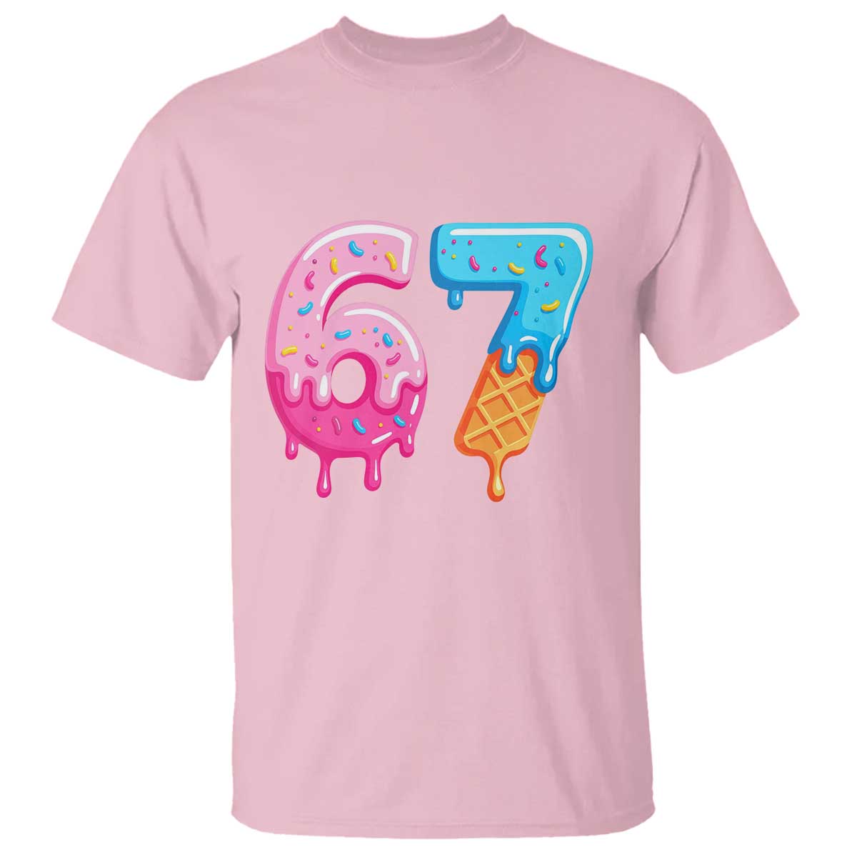 67 Ice Cream Drip Meme T Shirt Funny Six Seven Gen Alpha Slang TS10 Light Pink Print Your Wear