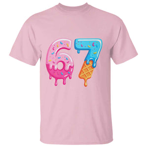 67 Ice Cream Drip Meme T Shirt Funny Six Seven Gen Alpha Slang TS10 Light Pink Print Your Wear