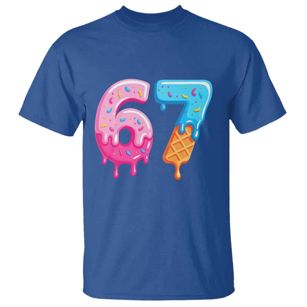 67 Ice Cream Drip Meme T Shirt Funny Six Seven Gen Alpha Slang TS10 Royal Blue Print Your Wear