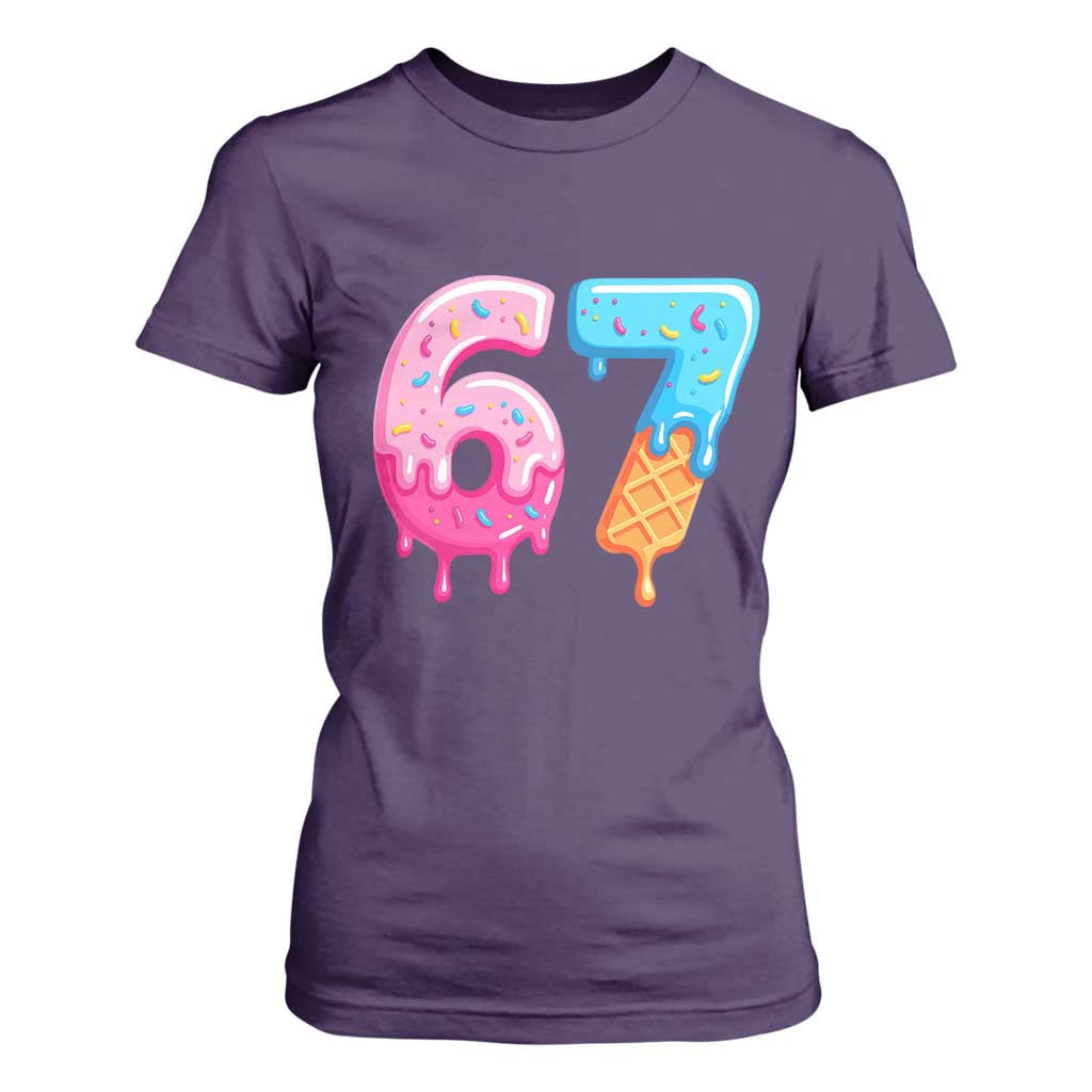 67 Ice Cream Drip Meme T Shirt For Women Funny Six Seven Gen Alpha Slang TS10 Purple Print Your Wear