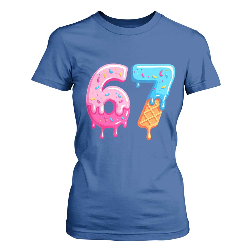 67 Ice Cream Drip Meme T Shirt For Women Funny Six Seven Gen Alpha Slang TS10 Royal Blue Print Your Wear