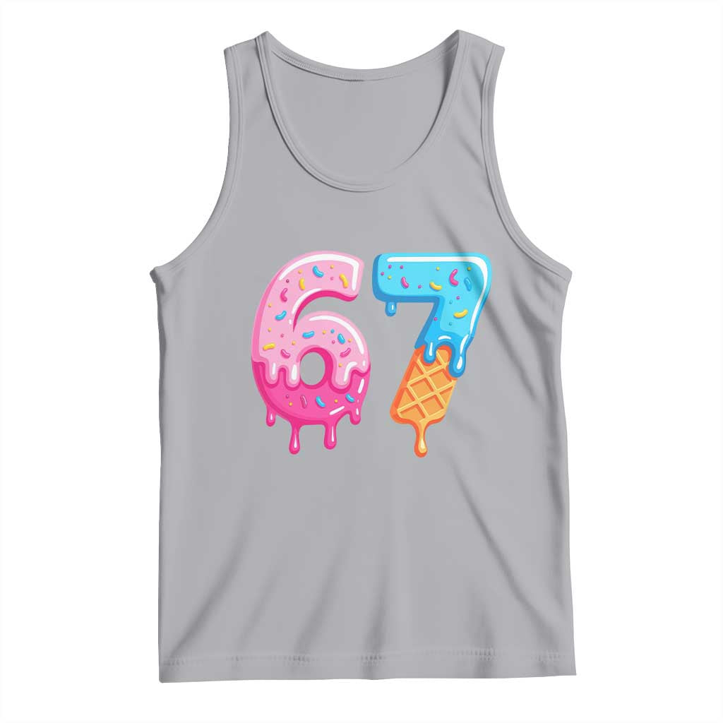 67 Ice Cream Drip Meme Tank Top Funny Six Seven Gen Alpha Slang TS10 Athletic Heather Print Your Wear
