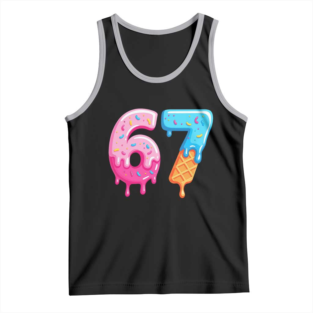 67 Ice Cream Drip Meme Tank Top Funny Six Seven Gen Alpha Slang TS10 Black Athletic Heather Print Your Wear