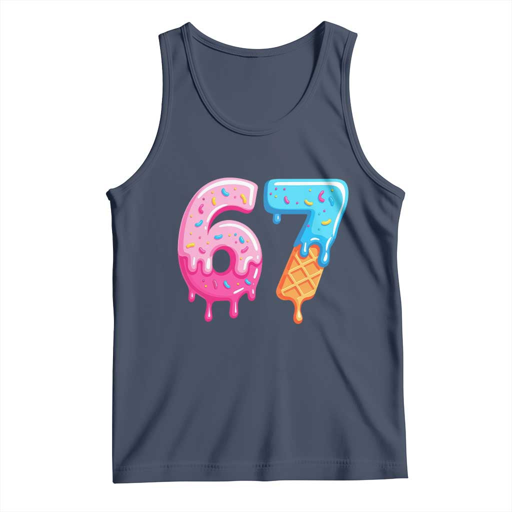 67 Ice Cream Drip Meme Tank Top Funny Six Seven Gen Alpha Slang TS10 Navy Print Your Wear