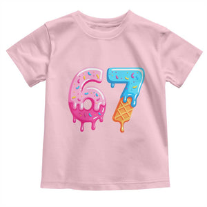 67 Ice Cream Drip Meme Toddler T Shirt Funny Six Seven Gen Alpha Slang TS10 Light Pink Print Your Wear