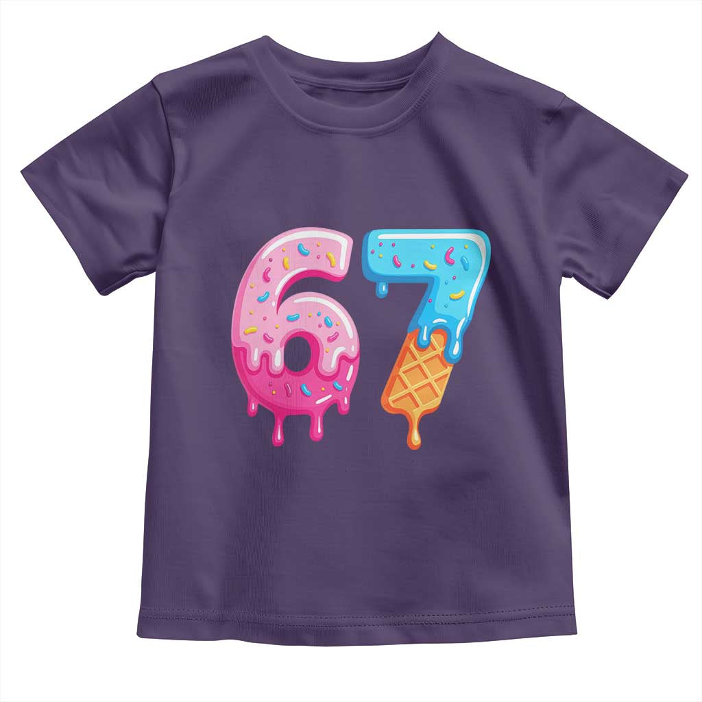 67 Ice Cream Drip Meme Toddler T Shirt Funny Six Seven Gen Alpha Slang TS10 Purple Print Your Wear