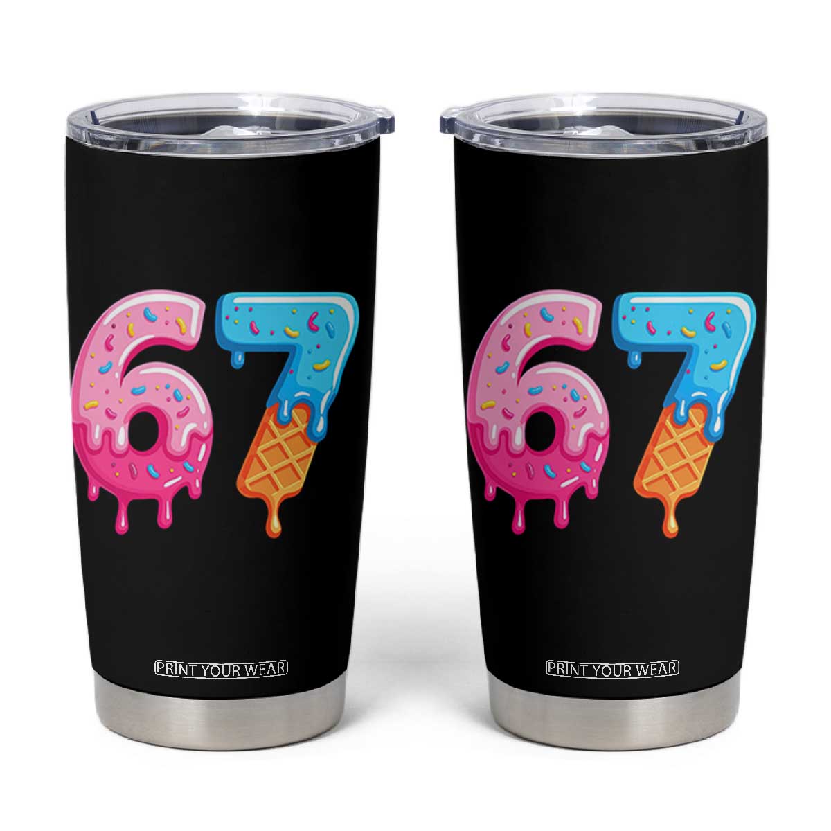 67 Ice Cream Drip Meme Tumbler Cup Funny Six Seven Gen Alpha Slang TS10 Black Print Your Wear