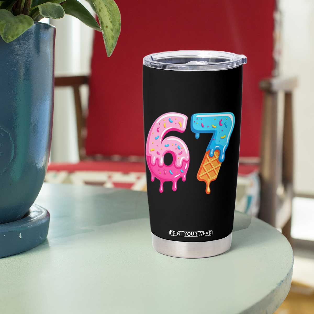 67 Ice Cream Drip Meme Tumbler Cup Funny Six Seven Gen Alpha Slang TS10 Print Your Wear