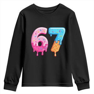 67 Ice Cream Drip Meme Youth Sweatshirt Funny Six Seven Gen Alpha Slang TS10 Black Print Your Wear