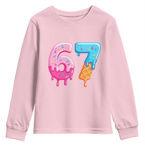 67 Ice Cream Drip Meme Youth Sweatshirt Funny Six Seven Gen Alpha Slang TS10 Light Pink Print Your Wear