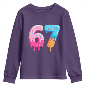 67 Ice Cream Drip Meme Youth Sweatshirt Funny Six Seven Gen Alpha Slang TS10 Purple Print Your Wear