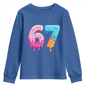 67 Ice Cream Drip Meme Youth Sweatshirt Funny Six Seven Gen Alpha Slang TS10 Royal Blue Print Your Wear