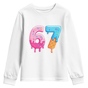 67 Ice Cream Drip Meme Youth Sweatshirt Funny Six Seven Gen Alpha Slang TS10 White Print Your Wear