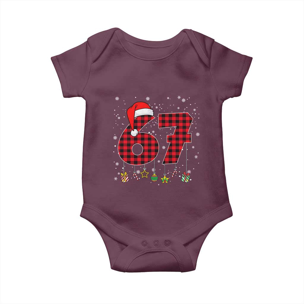 67 Christmas Baby Onesie Funny Six Seven 6 7 Meme Gen Alpha Slang TS10 Maroon Print Your Wear