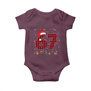 67 Christmas Baby Onesie Funny Six Seven 6 7 Meme Gen Alpha Slang TS10 Maroon Print Your Wear