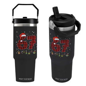 67 Christmas Flip Straw Tumbler Funny Six Seven 6 7 Meme Gen Alpha Slang TS10 One Size: 30 oz Black Print Your Wear