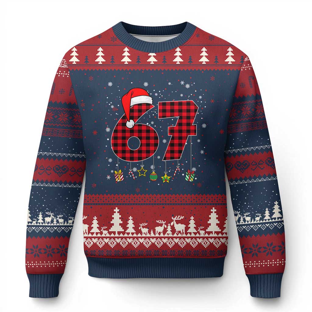67 Xmas Ugly Christmas Sweater Funny Six Seven 6 7 Meme Gen Alpha Slang TS10 Navy Red Print Your Wear