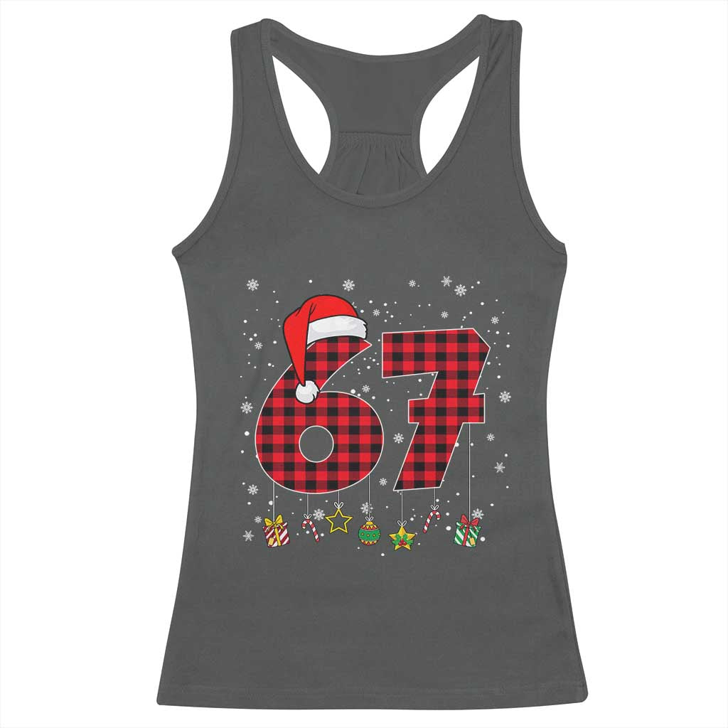 67 Christmas Racerback Tank Top Funny Six Seven 6 7 Meme Gen Alpha Slang TS10 Dark Heather Print Your Wear