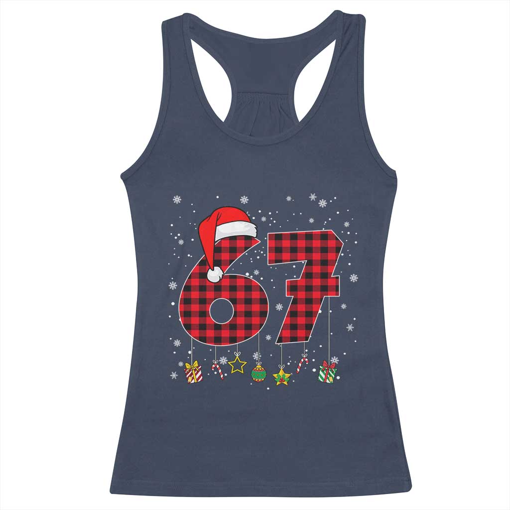 67 Christmas Racerback Tank Top Funny Six Seven 6 7 Meme Gen Alpha Slang TS10 Navy Print Your Wear