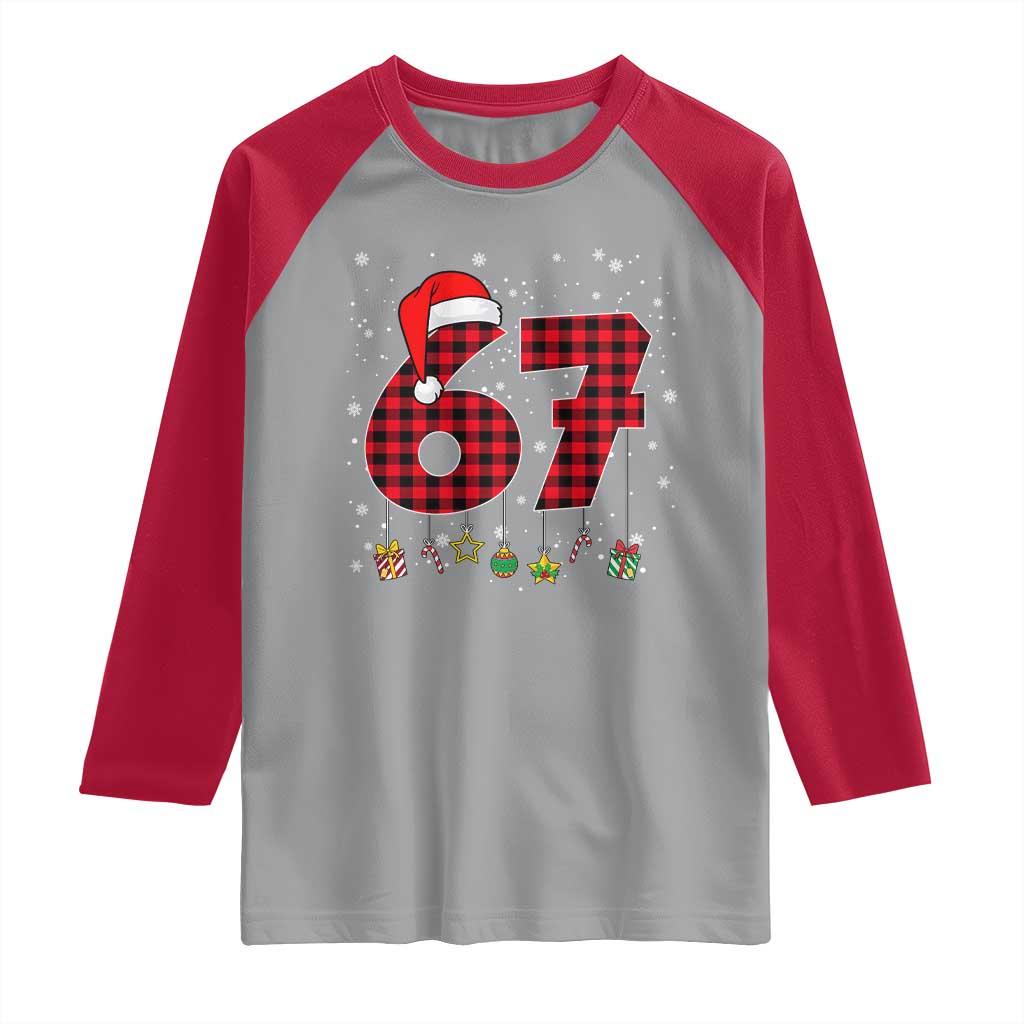 67 Christmas Raglan Shirt Funny Six Seven 6 7 Meme Gen Alpha Slang TS10 Sport Gray Red Print Your Wear