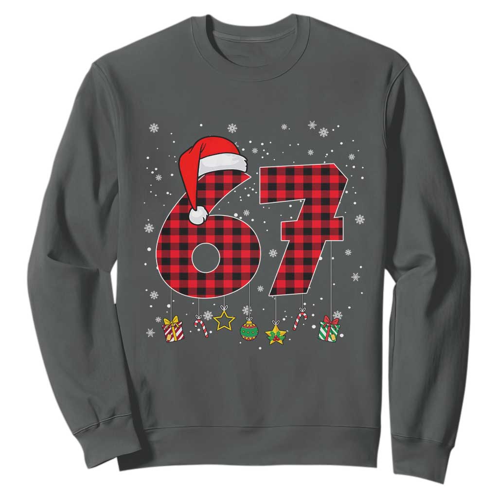 67 Christmas Sweatshirt Funny Six Seven 6 7 Meme Gen Alpha Slang TS10 Dark Heather Print Your Wear