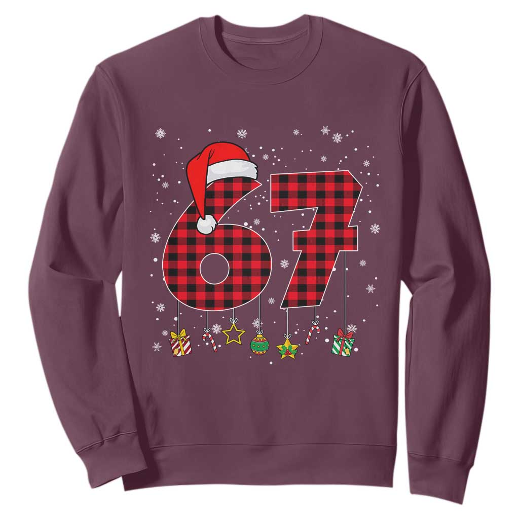 67 Christmas Sweatshirt Funny Six Seven 6 7 Meme Gen Alpha Slang TS10 Maroon Print Your Wear