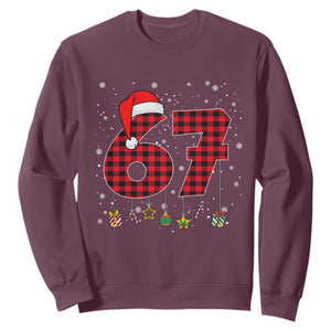 67 Christmas Sweatshirt Funny Six Seven 6 7 Meme Gen Alpha Slang TS10 Maroon Print Your Wear