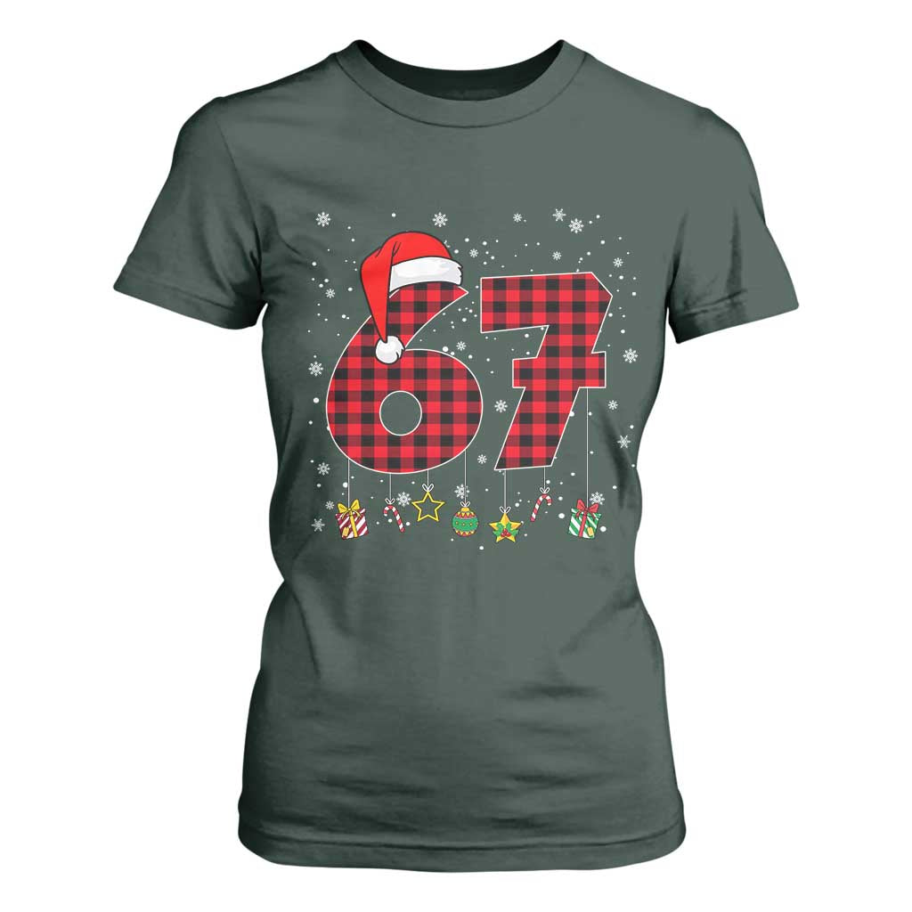 67 Christmas T Shirt For Women Funny Six Seven 6 7 Meme Gen Alpha Slang TS10 Dark Forest Green Print Your Wear
