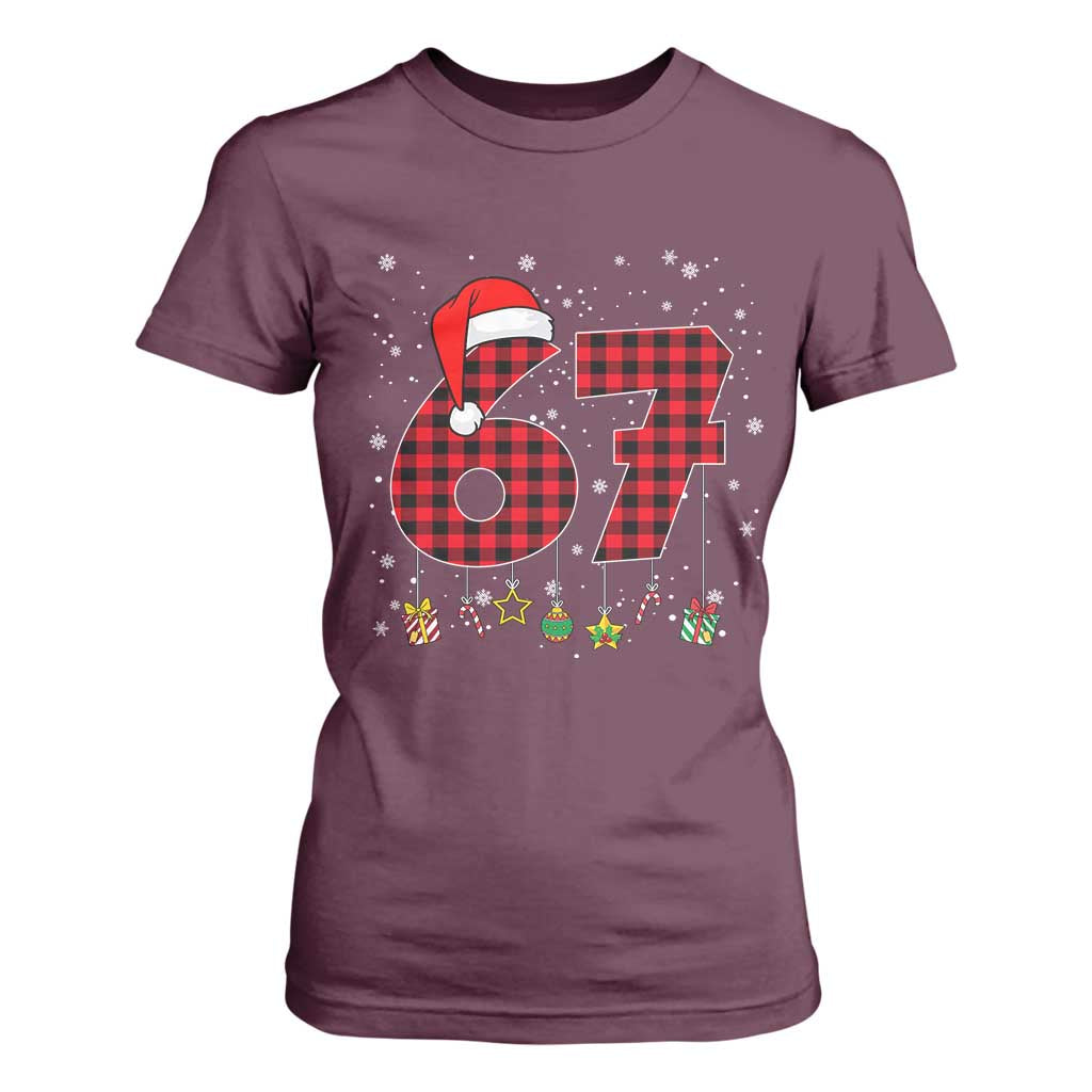 67 Christmas T Shirt For Women Funny Six Seven 6 7 Meme Gen Alpha Slang TS10 Maroon Print Your Wear