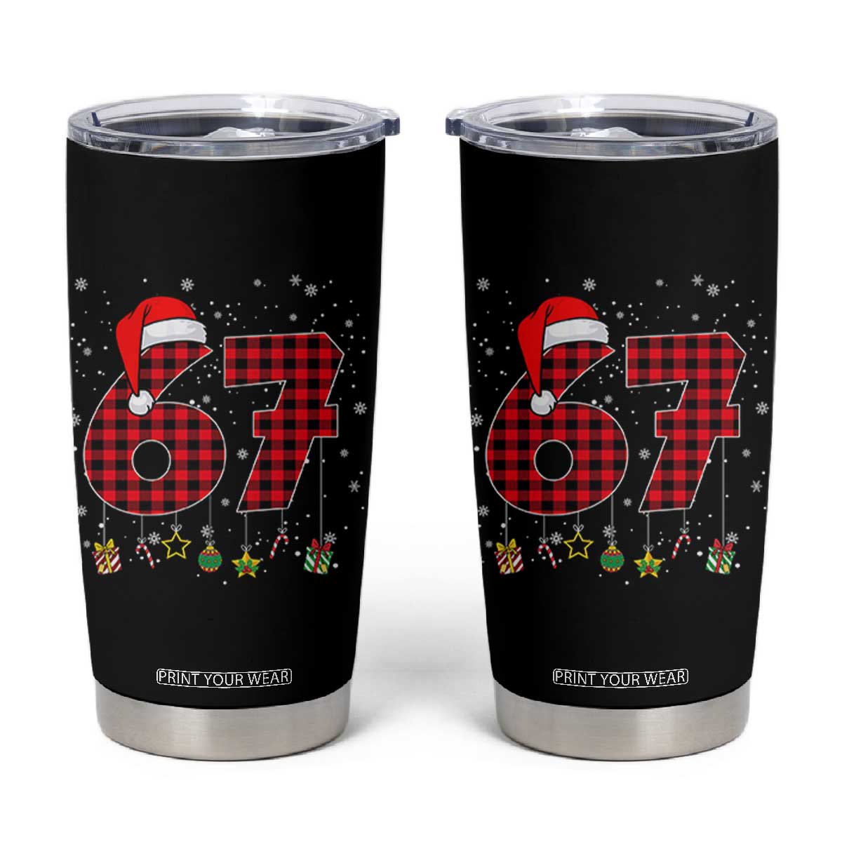 67 Christmas Tumbler Cup Funny Six Seven 6 7 Meme Gen Alpha Slang TS10 Black Print Your Wear