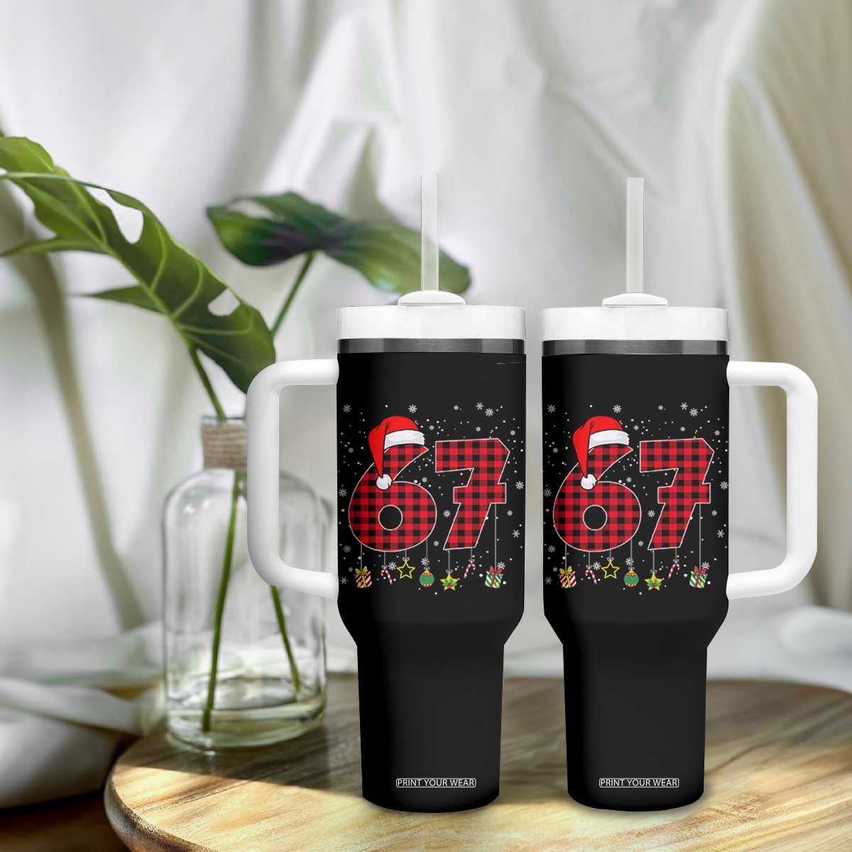 67 Christmas Tumbler With Handle Funny Six Seven 6 7 Meme Gen Alpha Slang TS10 Print Your Wear