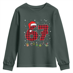 67 Christmas Youth Sweatshirt Funny Six Seven 6 7 Meme Gen Alpha Slang TS10 Dark Forest Green Print Your Wear