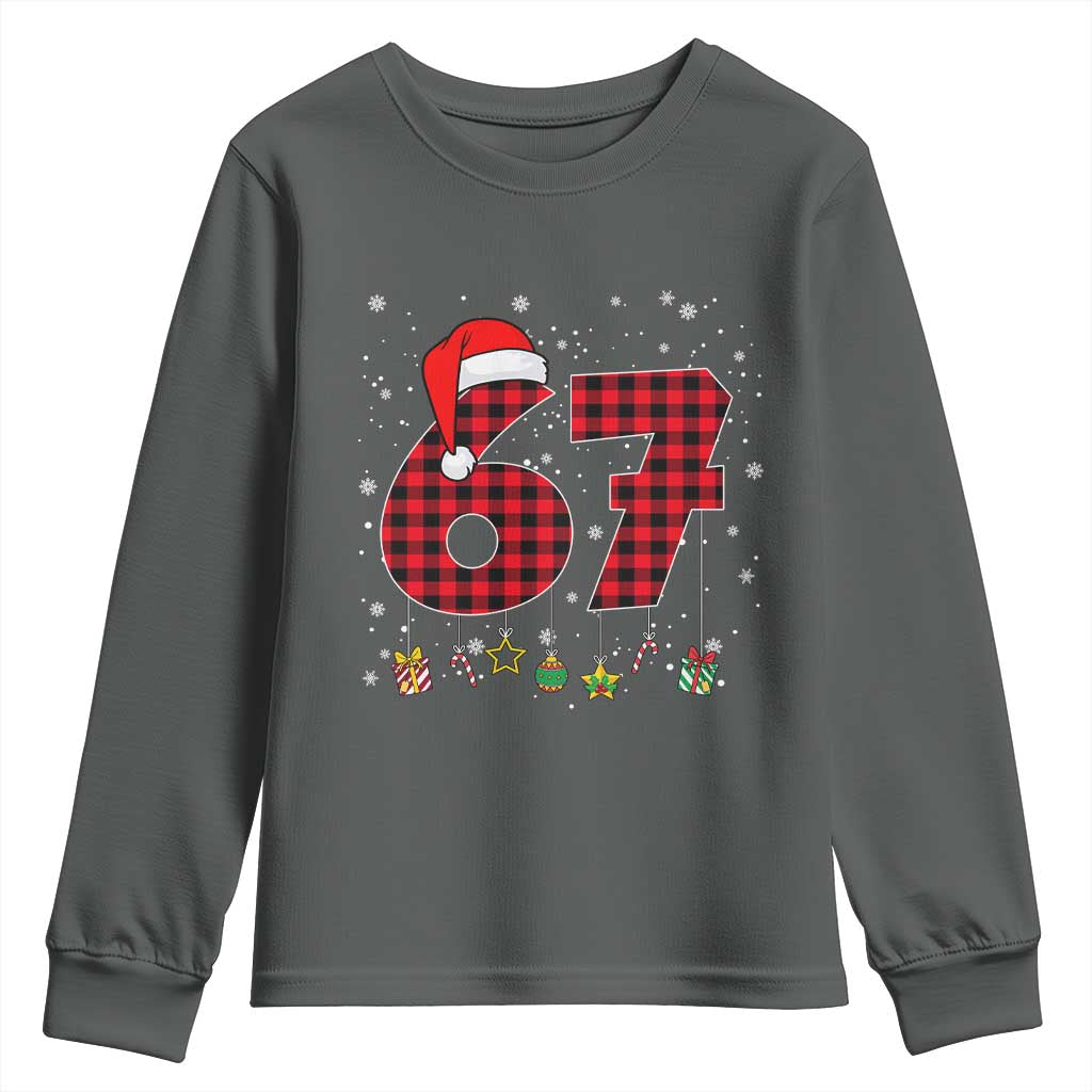 67 Christmas Youth Sweatshirt Funny Six Seven 6 7 Meme Gen Alpha Slang TS10 Dark Heather Print Your Wear
