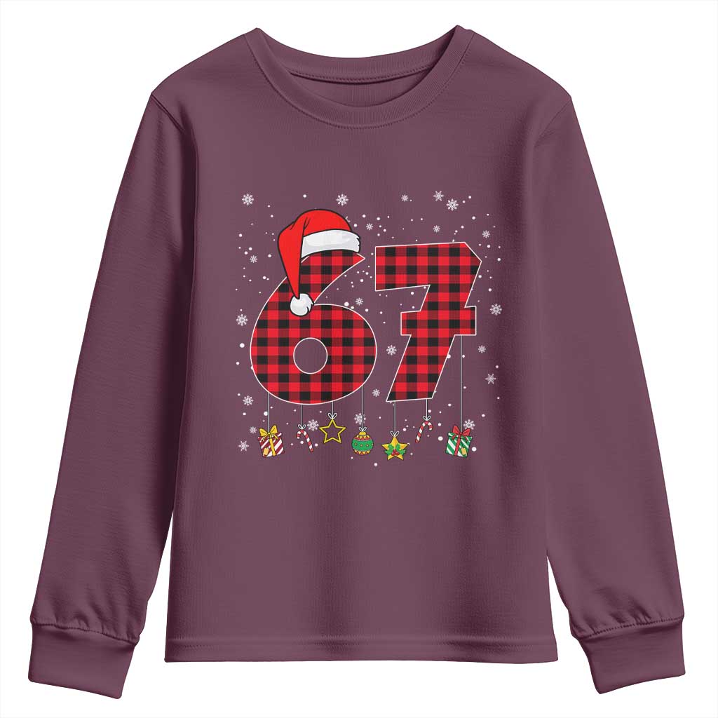 67 Christmas Youth Sweatshirt Funny Six Seven 6 7 Meme Gen Alpha Slang TS10 Maroon Print Your Wear