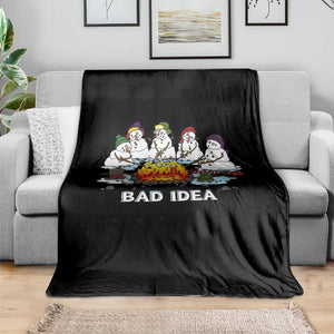 Christmas Snowman Campfire Throw Blanket Bad Idea Melting Snowman Family Roasting Marshmallows TS10 Print Your Wear