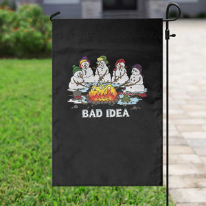 Christmas Snowman Campfire Garden Flag Bad Idea Melting Snowman Family Roasting Marshmallows TS10 Print Your Wear