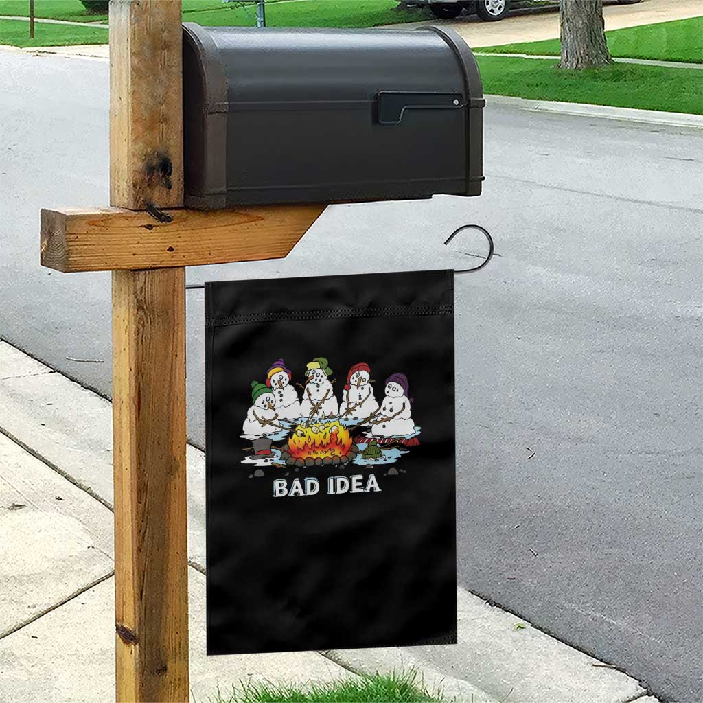 Christmas Snowman Campfire Garden Flag Bad Idea Melting Snowman Family Roasting Marshmallows TS10 Print Your Wear